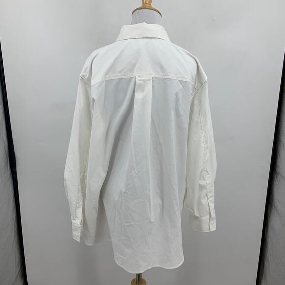 Athleta Shirt Womens M Medium White Oversized Poplin Button Up Long Sleeve Top - Picture 4 of 10
